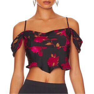 Free People Cassandra Floral Printed Off Shoulder Crop Blouse